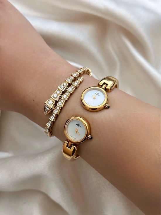 Fendi Accessories - AUTHENTIC RARE VINTAGE FENDI DOUBLE DIAL MOTHER-OF-PEARL CUFF WATCH - WITH BOX